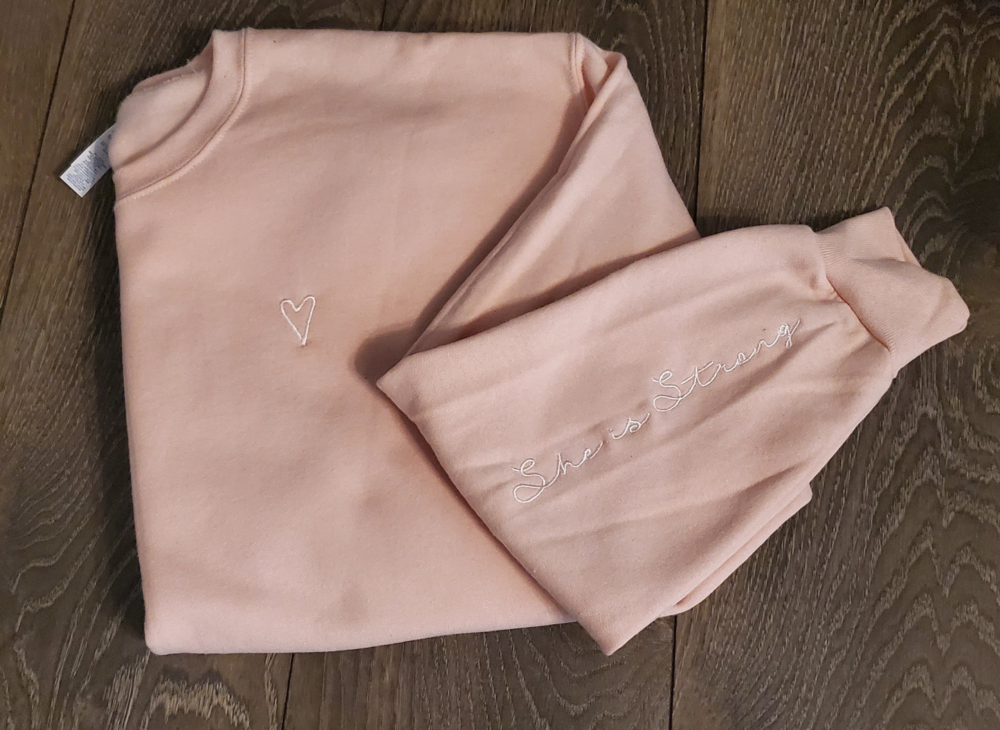 She Is Strong - Crew Sweatshirt - Blush Pink