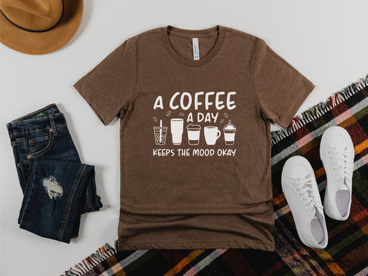 A Coffee A Day - Unisex T-shirt - Heather Brown