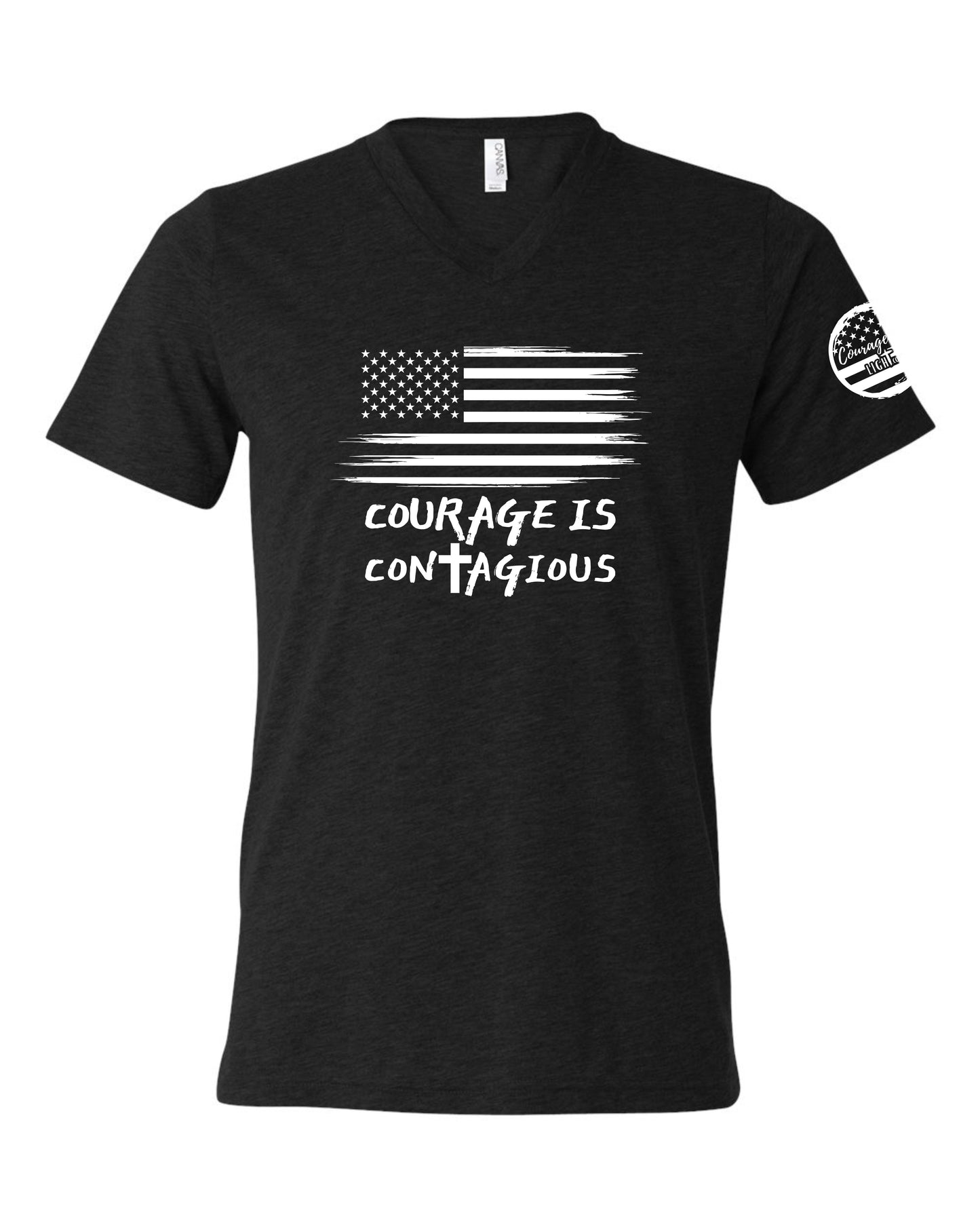 Courage Is Contagious - Unisex V-neck - Black Heather