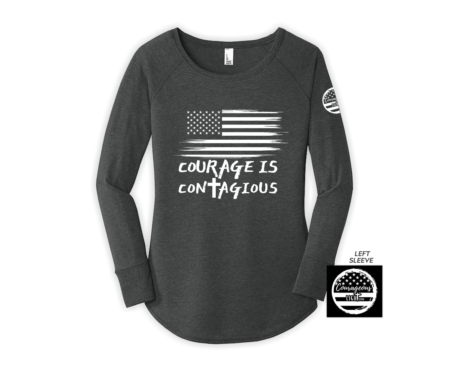 Courage Is Contagious - Ladies Long Sleeve - Black Frost