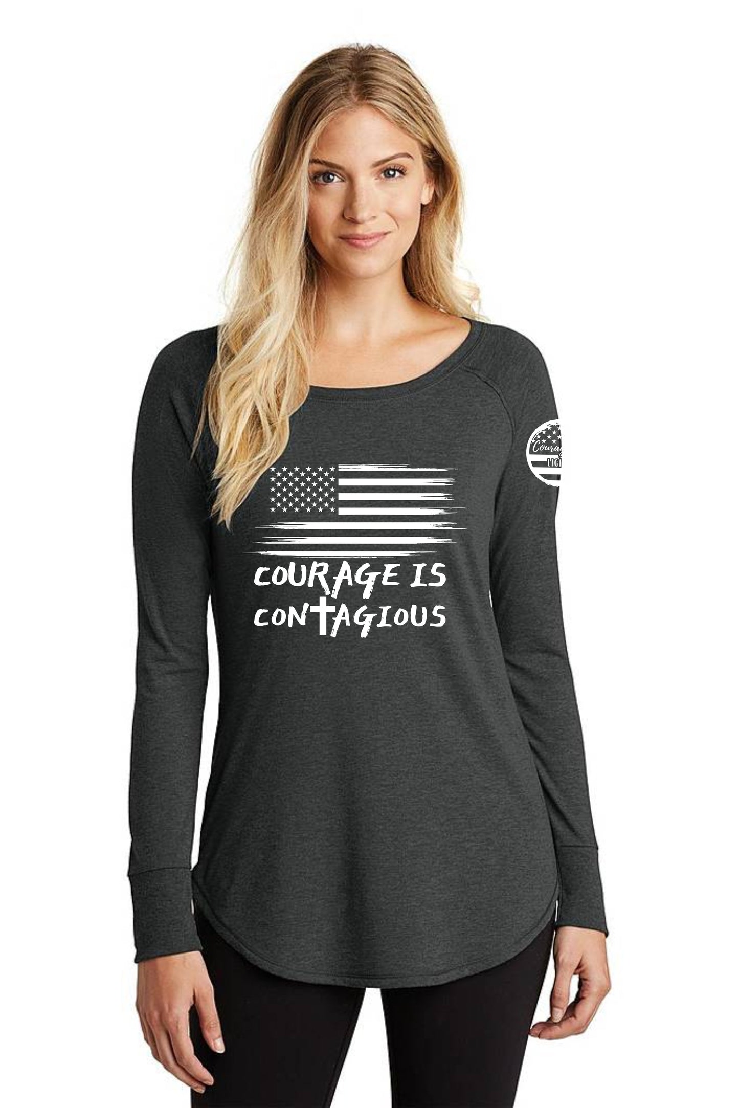 Courage Is Contagious - Ladies Long Sleeve - Black Frost